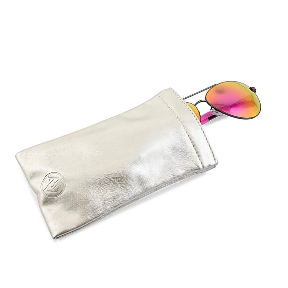Adrienne Vittadini Aviator Sunglasses Gunmetal and Pink - Picture 5 of 5